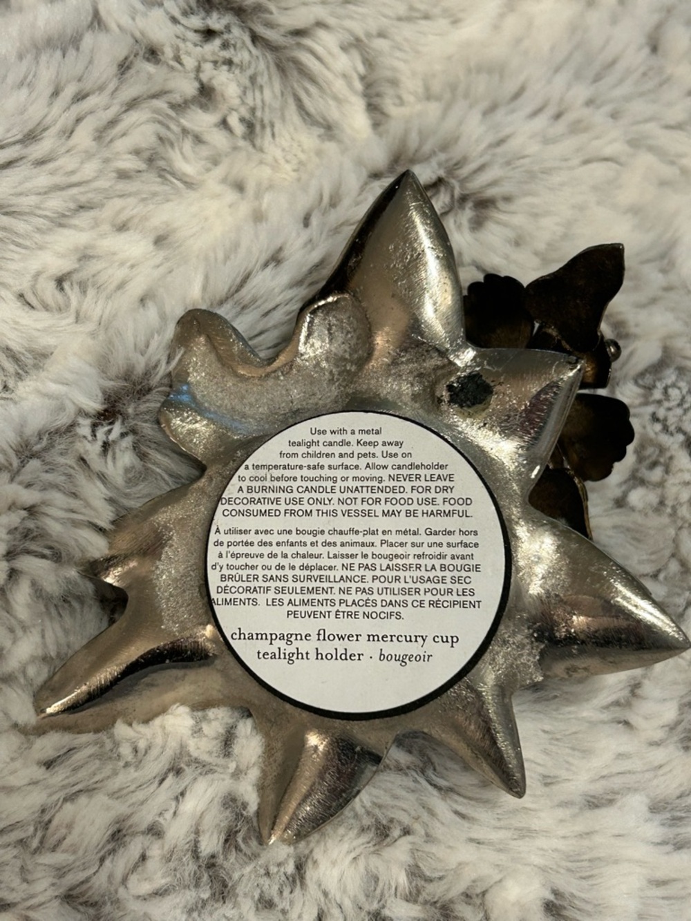 Pottery Barn Champagne Flower Mercury Cup Tealight Holder - Picture 2 of 11